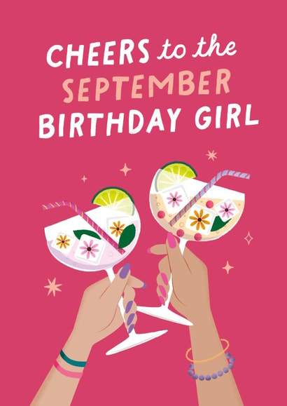 Pretty Birthday Card - September Birthday - Cheers created by Studio Mads