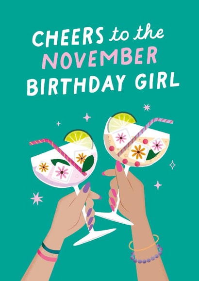 Pretty Birthday Card - November Birthday - Cheers created by Studio Mads