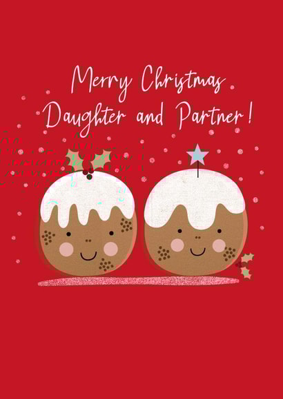 Cute Christmas Card - For Daughter & Partner - Christmas Pudding created by Sarah Corcoran