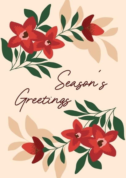 Classic Christmas Card - Season's Greetings - Flowers created by Lots of Love, Hannah 