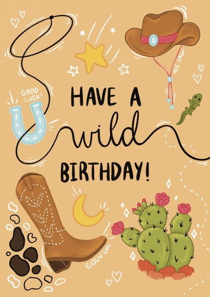 Modern Birthday Card - Wild Birthday - Cowgirl created by Patricia’s Little Studio