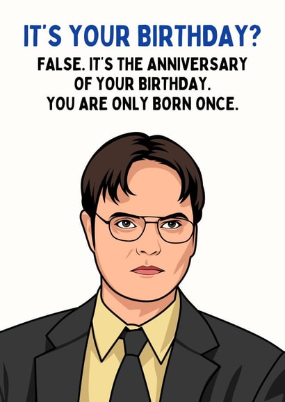 Funny Birthday Card - The Office - Dwight Schrute - Born Once created by Sundiva Designs