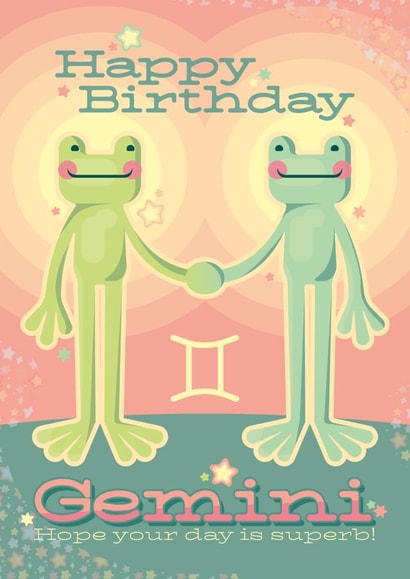 Cute Birthday Card - Frogs - Gemini created by Ellie MH Designs