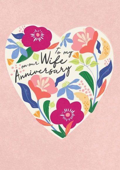 Pretty Anniversary Card - For Wife - Floral Heart created by Laura Darrington Design Ltd.