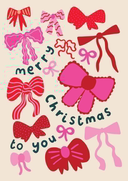 Cute Christmas Card - For Her - Festive Bows created by Raspberry Blossom