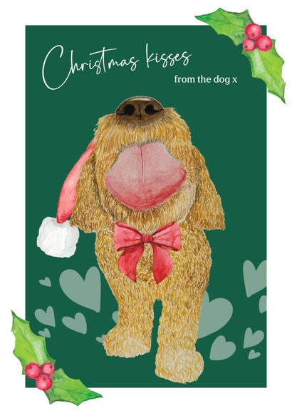 Cute Christmas Card - From The Dog - Kisses created by Heather Trefusis Art