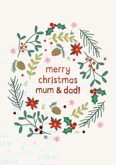 Cute Christmas Card - For Mum & Dad - Holly created by Zoe Spry