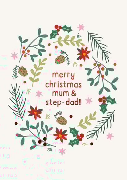 Cute Christmas Card - For Mum & Step-Dad - Holly created by Zoe Spry