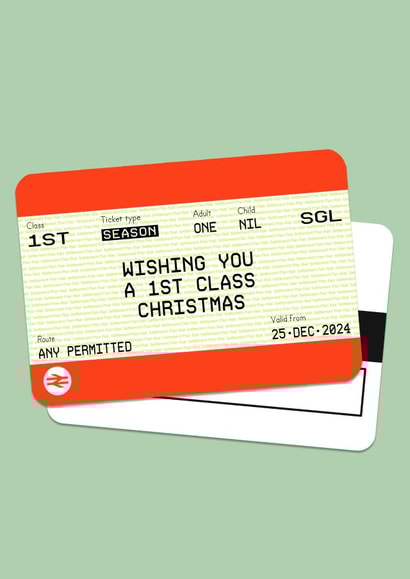 Cute Christmas Card - Train Ticket - 1st Class Christmas created by Of Life & Lemons Ltd.