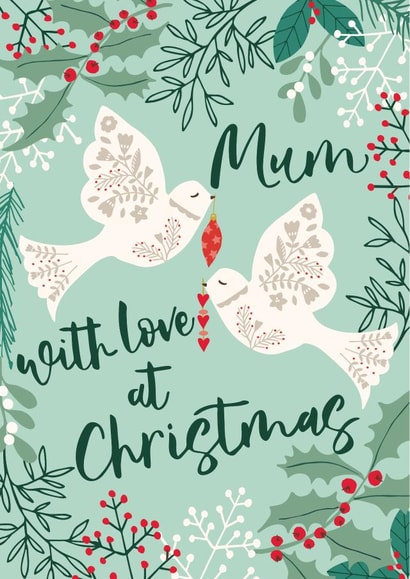 Pretty Christmas Card - For Mum - White Doves created by Nina Raby - Jones