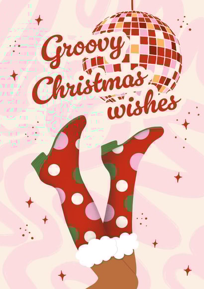 Modern Christmas Card - For Her - Groovy Christmas Wishes created by @tikkled.pink