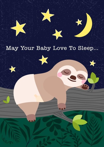 Cute New Baby Card - Sloth - Sleeping created by EllaBellaBlue