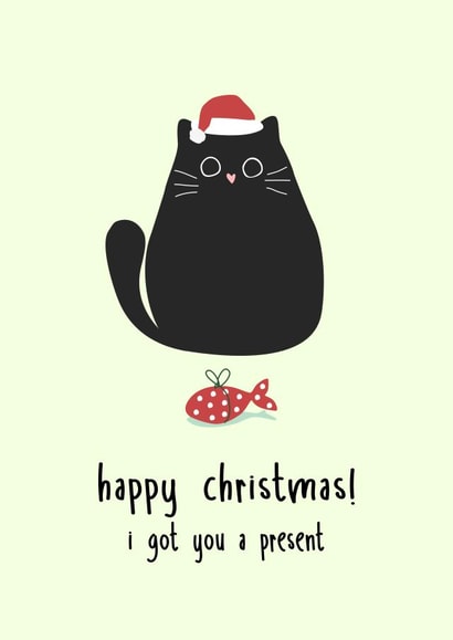 Cute Christmas Card - From The Cat - Present created by @hollielonglanddesigns