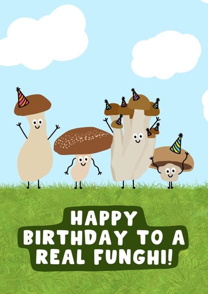 Funny Birthday Card - Mushrooms - Fungi - Pun created by Pink Peach Cards