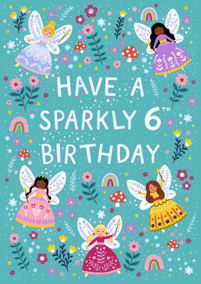 Cute Birthday Card - 6th Birthday - Fairies created by Pear Tree Press