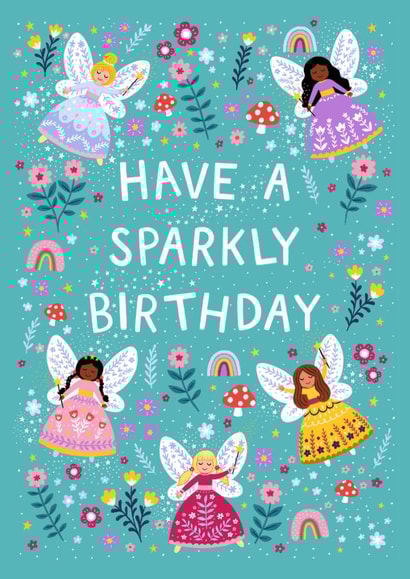 Cute Birthday Card - Fairies - Sparkly Birthday created by Pear Tree Press