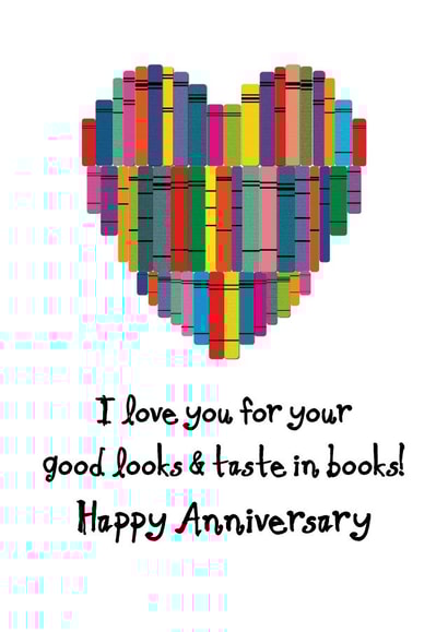Funny Anniversary Card - Books - Good Looks created by size3art
