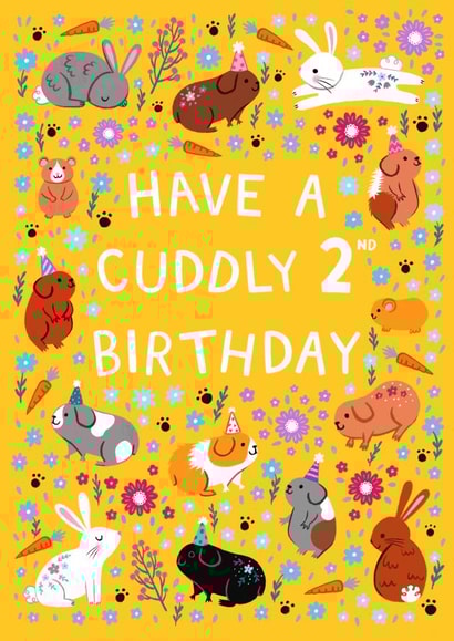 Cute Birthday Card - 2nd Birthday - Cuddly Pets created by Pear Tree Press