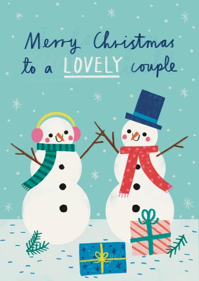 Cute Christmas Card - Lovely Couple - Snowmen created by Alice Mole Illustration