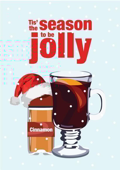 Punny Christmas Card - Tis' The Season To Be Jolly - Mulled Wine created by BB Designs