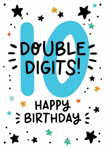 Cute 10th Birthday Card - For Him - Double Digits created by Lyndsay Moon