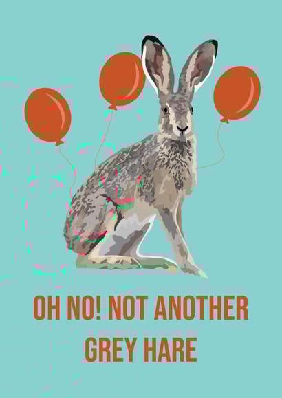 Funny Birthday Card - Not Another Grey Hare - Rabbit created by BB Designs