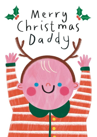 Cute Christmas Card - For Daddy - From Son created by Alice Mole Illustration
