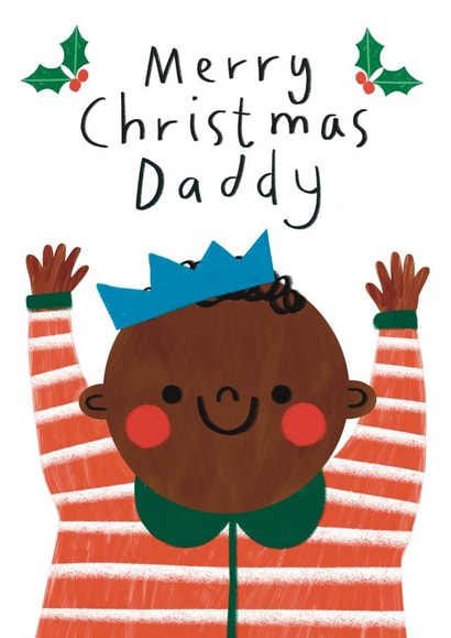Cute Christmas Card - For Daddy - From Son - Holly created by Alice Mole Illustration