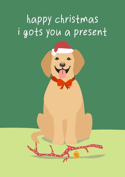 Cute Christmas Card - Labrador Retriever - Present created by Silly Billy