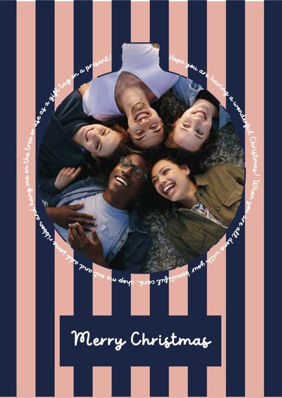 Modern Christmas Card - Bauble - Striped Design created by Heather Alstead Design LTD