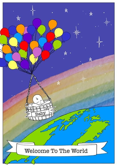 Adorable New Baby Card - Baby, Welcome To The World. created by The Ricketty Desk