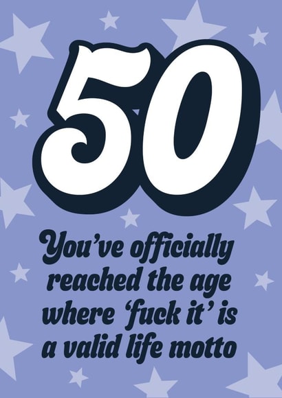 Funny 50th Birthday Card - Stars - Life Motto created by Blush & Blossom 