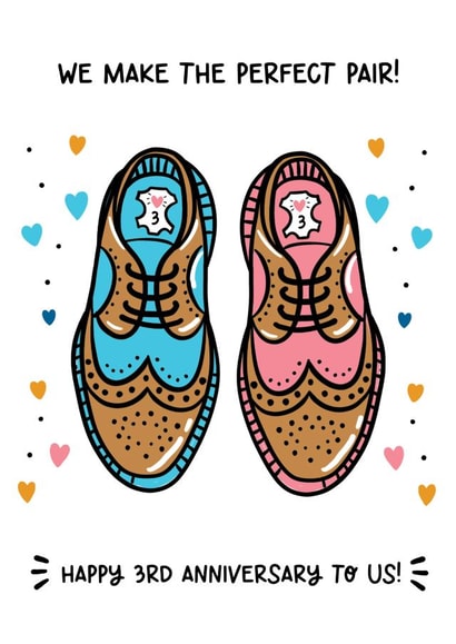 Cute 3rd Anniversary Card - Pair Of Leather Shoes - Perfect Pair created by Lyndsay Moon