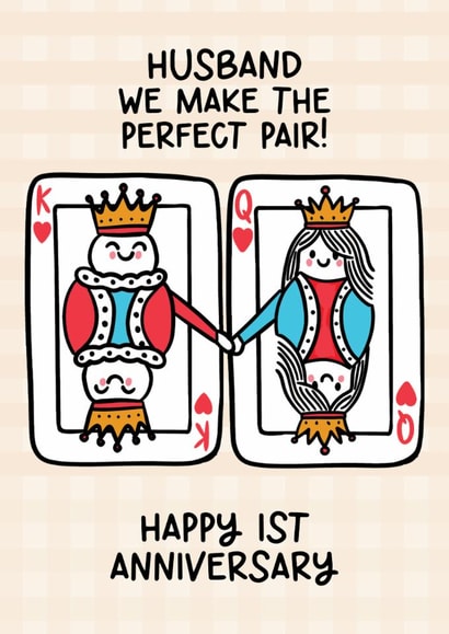 Cute Husband 1st Anniversary Card - King And Queen Cards - Paper Anniversary created by Lyndsay Moon