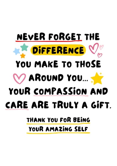 Heartfelt Thank You Card - Never Forget The Difference You Make created by WittyGoodsShop