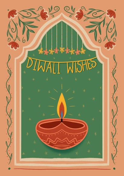 Pretty Diwali Card - Diwali Lantern - Hindu - Festival Of Light created by Kamiya Chirodian