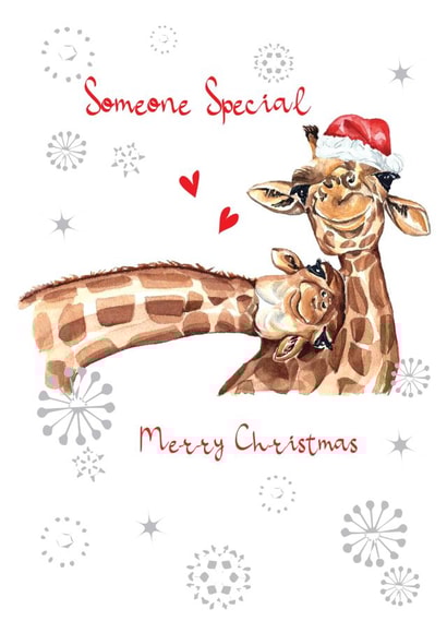 Cute Christmas Card - For Someone Special - Cuddling Giraffes created by SABIVO Design by Sabina