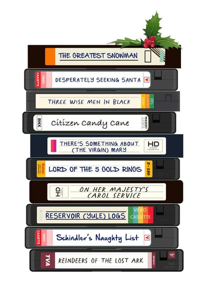 Funny Christmas Card - Video Tapes - Film Puns created by Of Life & Lemons Ltd.
