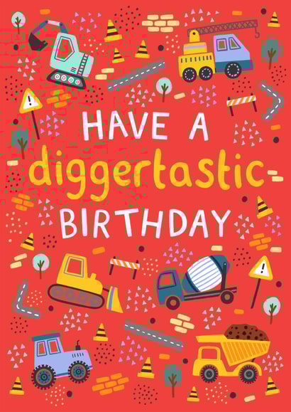 Cute Birthday Card - Tractor - Trucks - Diggers created by Pear Tree Press