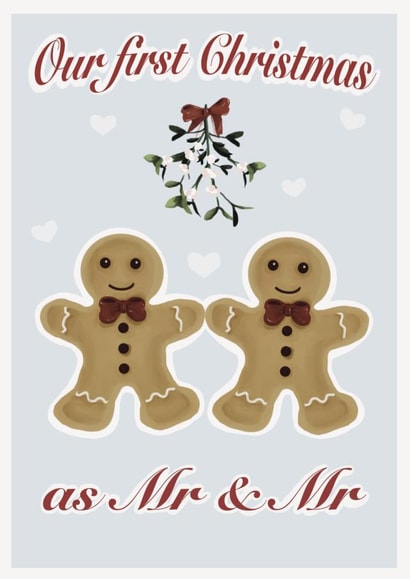 Cute Christmas Card - Gingerbread Men - First Christmas Together - LGBTQ+ created by onethirtysix_am