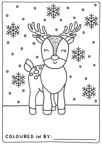 Cute Christmas Card - Colour Your Own Christmas Card - Reindeer Design created by Sarah Harding