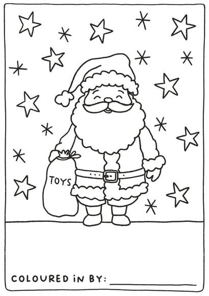 Cute Christmas Card - Colour Your Own Christmas Card - Santa created by Sarah Harding
