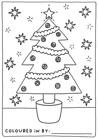 Cute Christmas Card - Colour Your Own Christmas Card - Festive Tree Design created by Sarah Harding