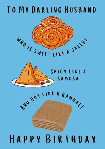 Funny Birthday Card - For Husband - Indian Food Puns created by Sukhi Writes Stuff