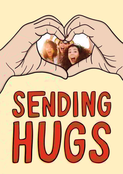 Cute Thinking Of You Card - Sending Hugs - Heart created by TeePee Creations