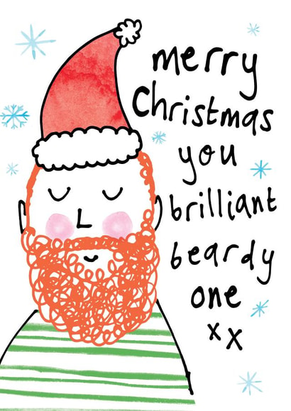Cute Christmas Card - For Him - Beard created by Bow & Bell
