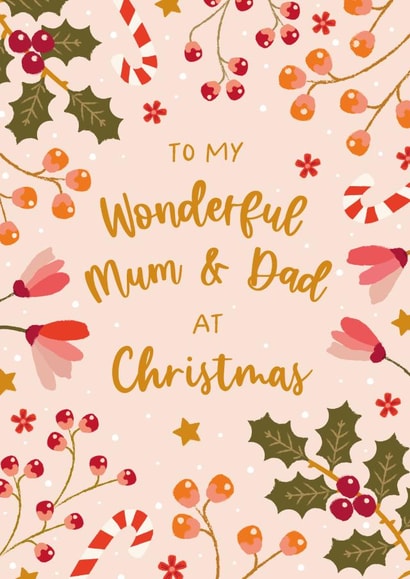 Classic Christmas Card - For Mum & Dad - Holly created by The Pattern Press