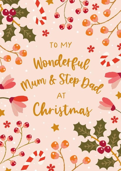 Classic Christmas Card - For Mum & Step Dad - Holly created by The Pattern Press