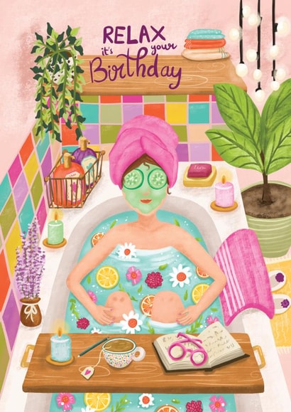 Pretty Birthday Card - For Her - Relax created by Aniet Illustration