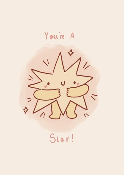 Congratulations Greeting Card - You're A Star - Well done - pun - Cute - sweet created by Jude Amelia Draws